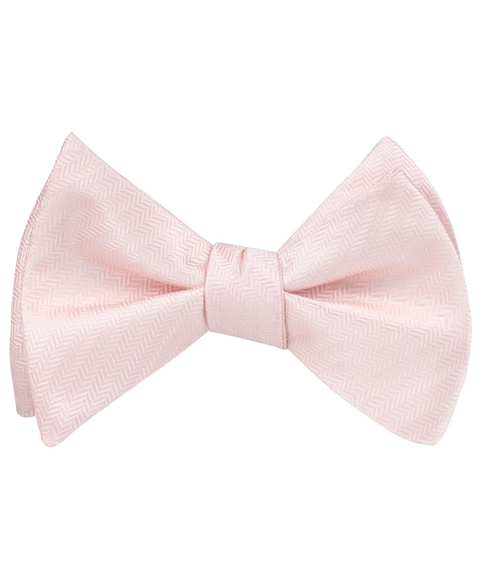 Blush Pink Herringbone Self Tie Bow Tie