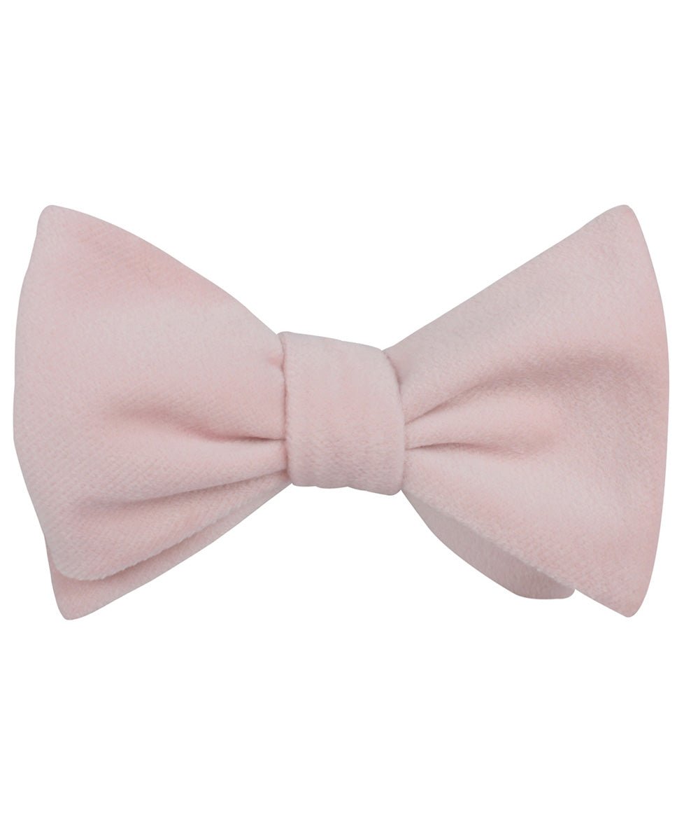 Blush Pink Velvet Self Tied Bow Tie