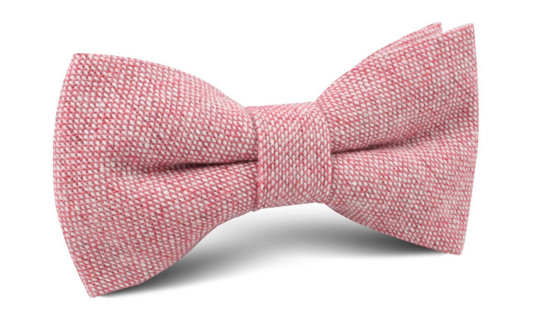 Blush Red Slub Linen Bow Tie