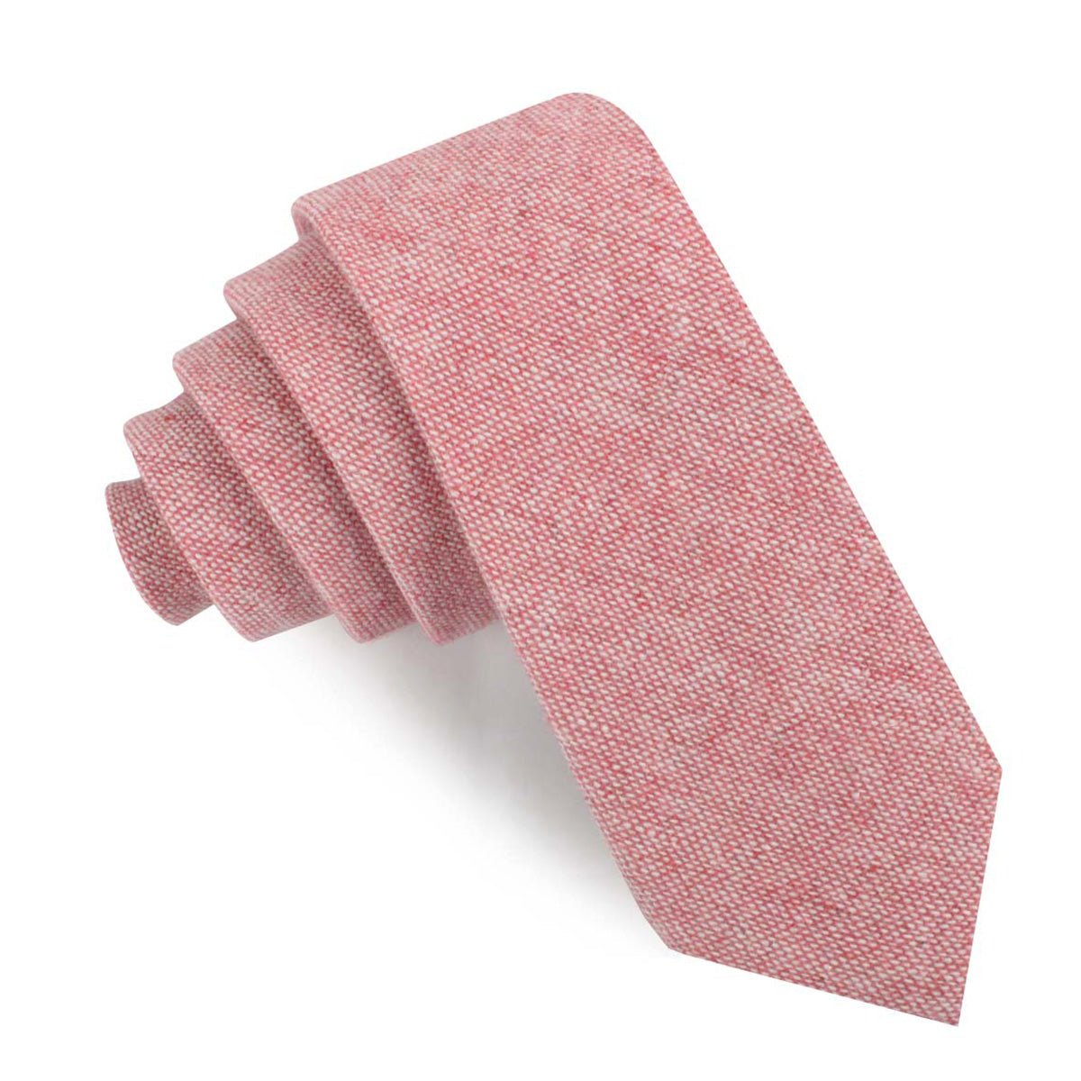 Blush Red Slub Linen Skinny Tie