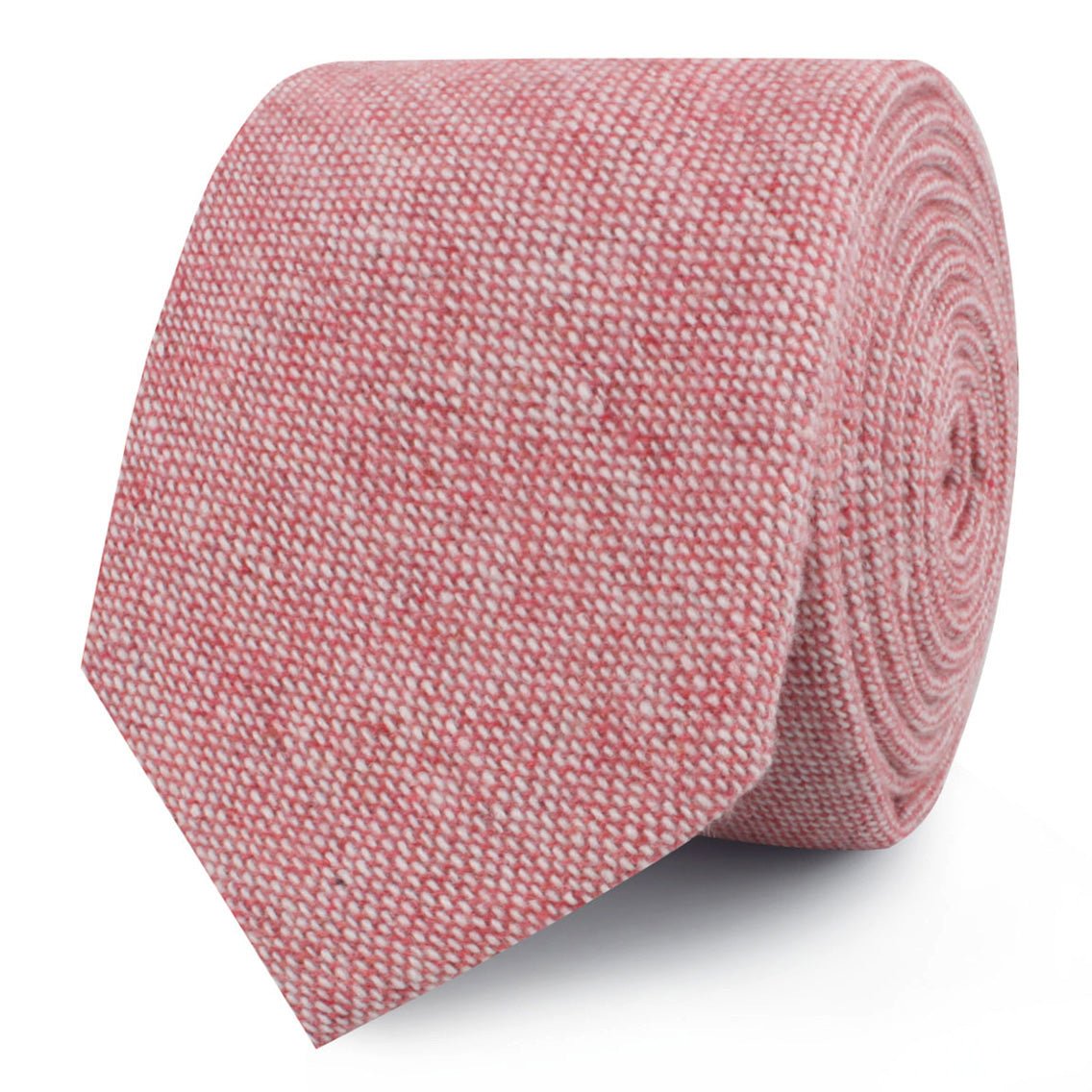 Blush Red Slub Linen Skinny Ties