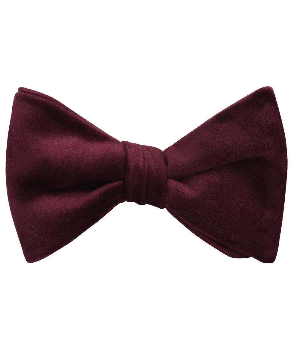 Bond Burgundy Velvet Self Tied Bow Tie