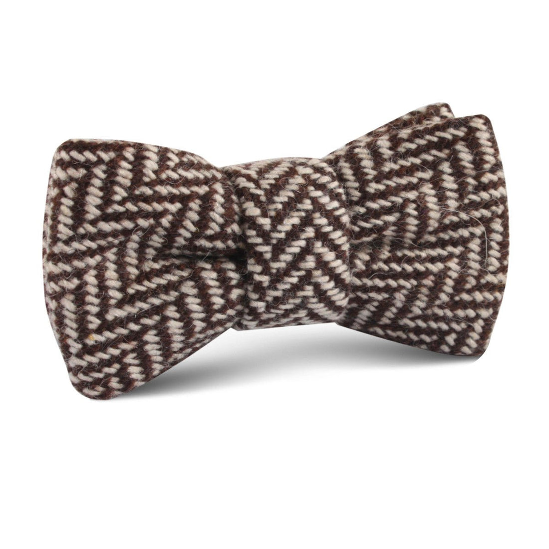 Brown Chevron Wool Kids Bow Tie