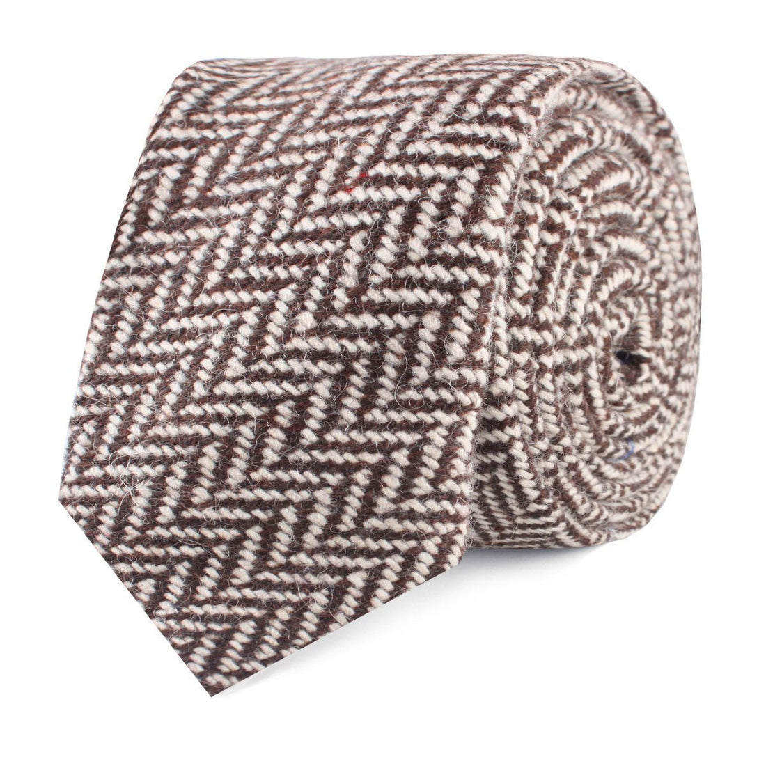 Brown Chevron Wool Slim Tie