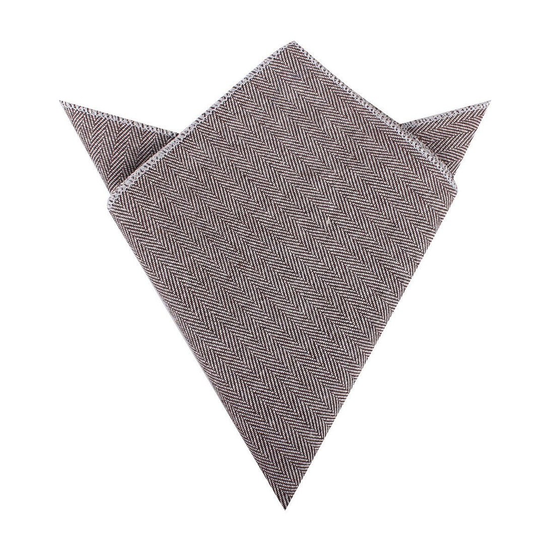 Brown Herringbone Linen Pocket Square