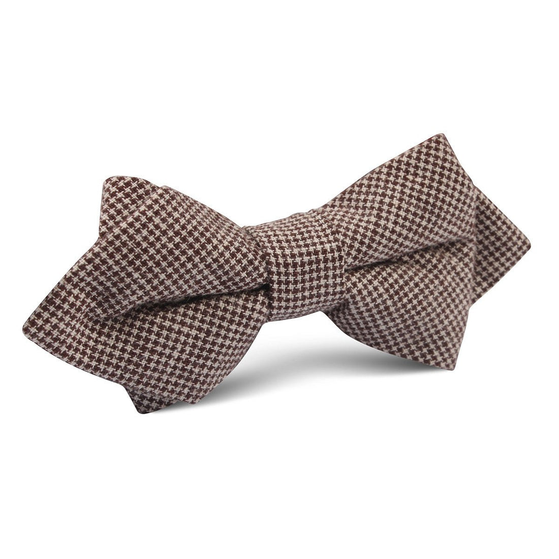 Brown Houndstooth Linen Diamond Bow Tie