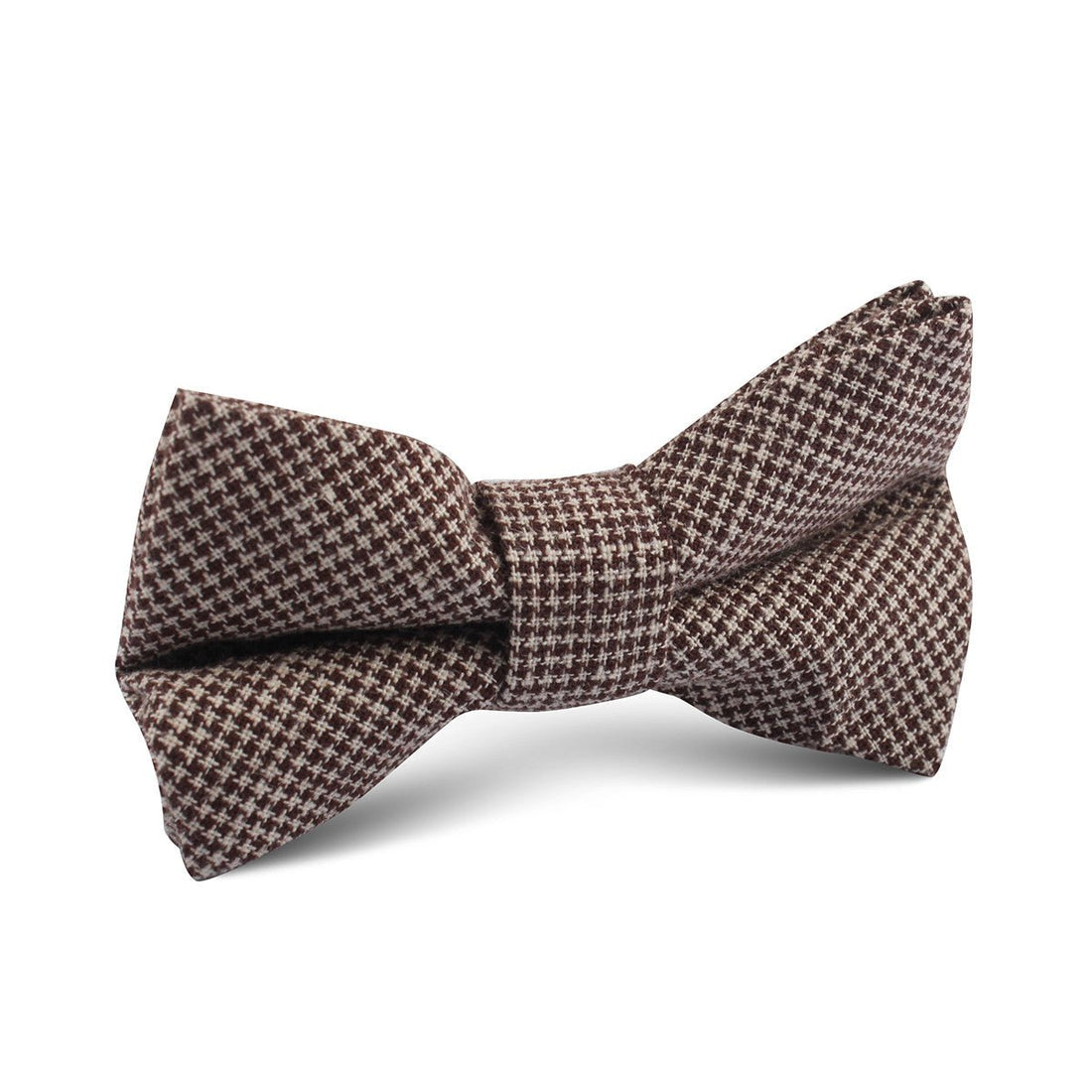 Brown Houndstooth Linen Kids Bow Tie