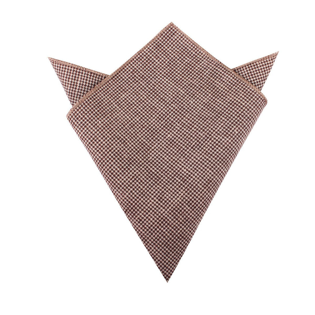 Brown Houndstooth Linen Pocket Square