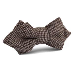 Brown Karakul Houndstooth Wool Diamond Bow Tie