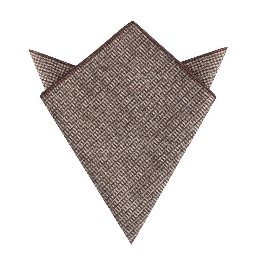 Brown Karakul Houndstooth Wool Pocket Square