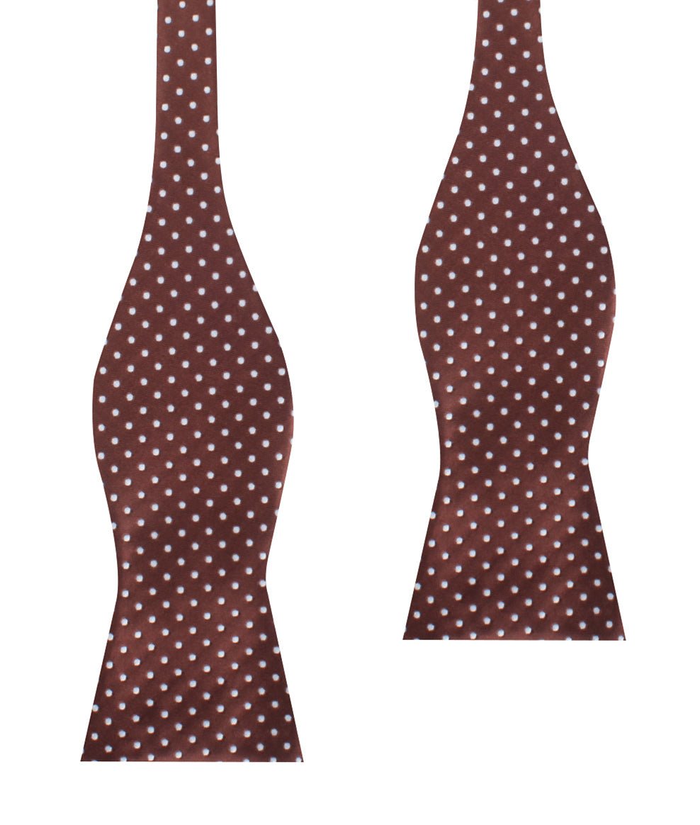 Brown Mini Polka Dots Self Bow Tie