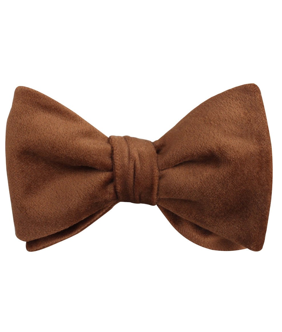 Brown Velvet Self Tied Bow Tie