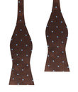 Brown on Blue Polkadot Self Bow Tie