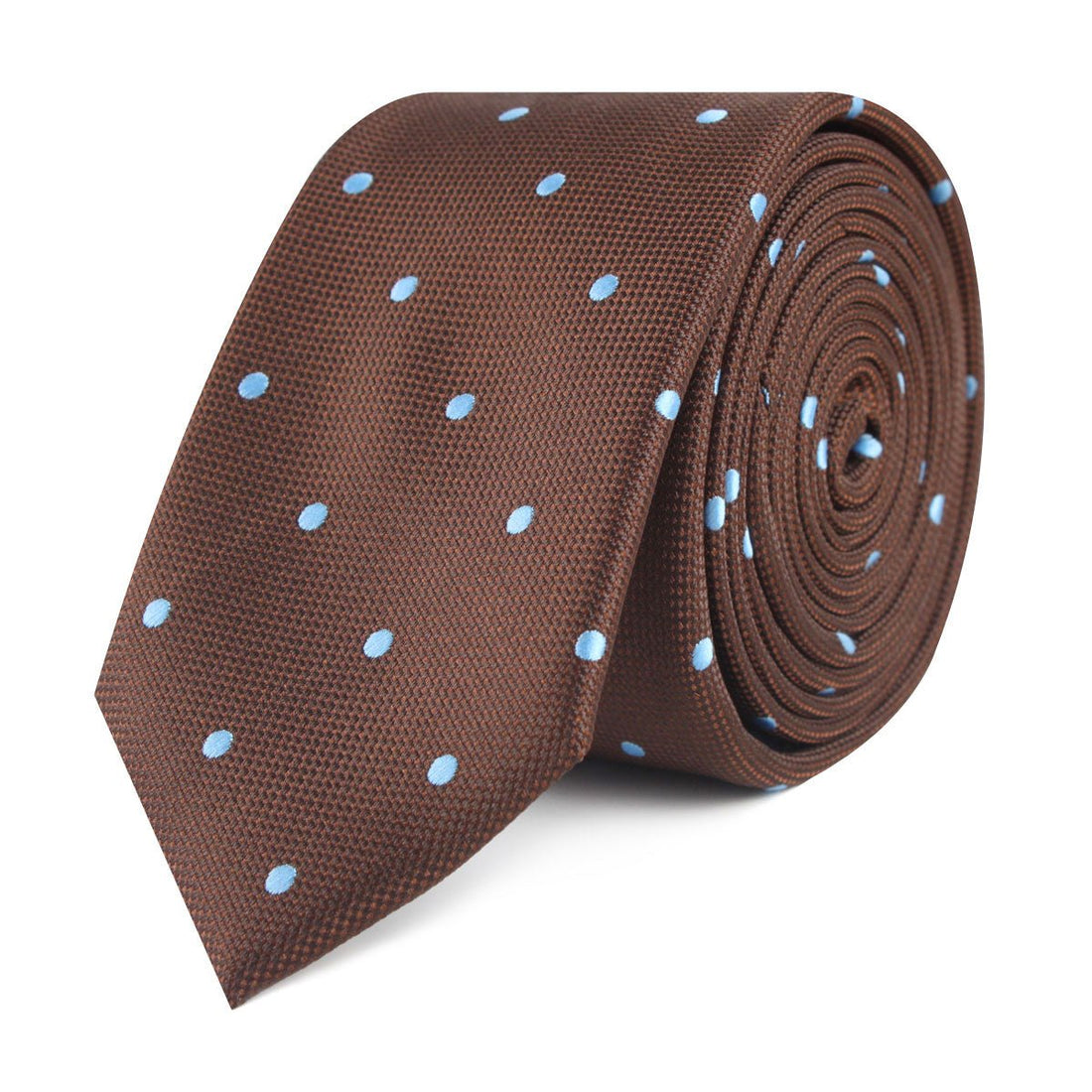 Brown on Blue Polkadot Slim Tie