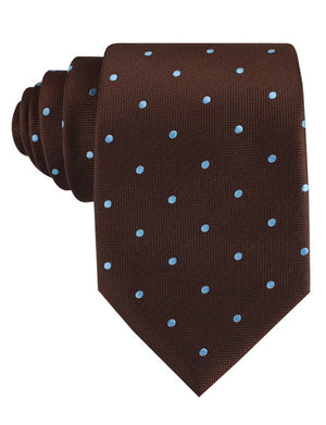 Brown on Blue Polkadot Tie