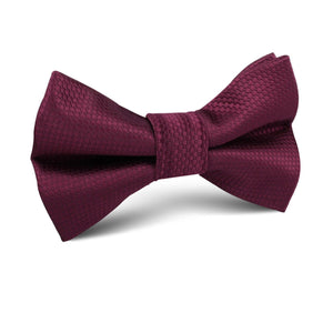 Burgundy Basket Weave Kids Bow Tie