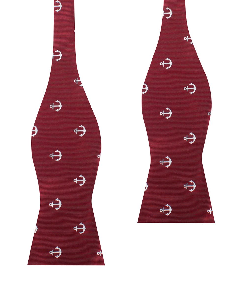 Burgundy Anchor Self Bow Tie