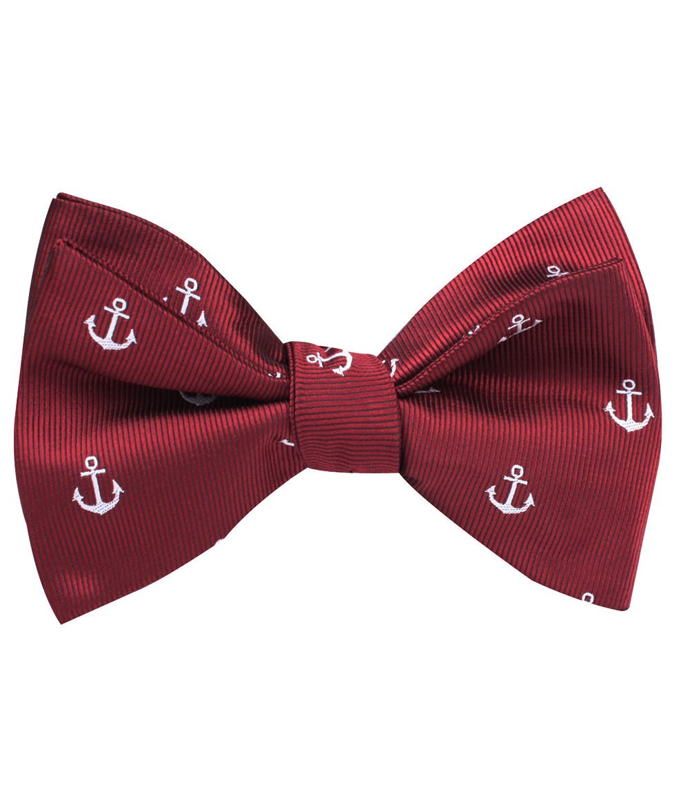 Burgundy Anchor Self Tie Bow Tie