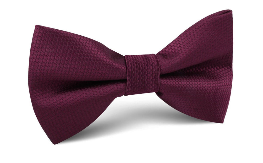 Burgundy Basket Weave Bow Tie