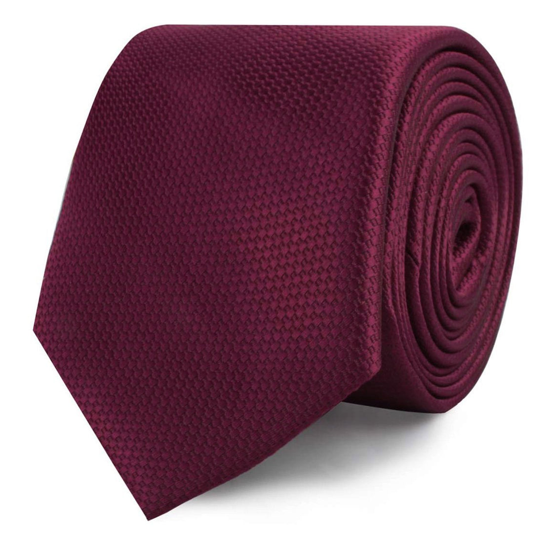 Burgundy Basket Weave Skinny Ties