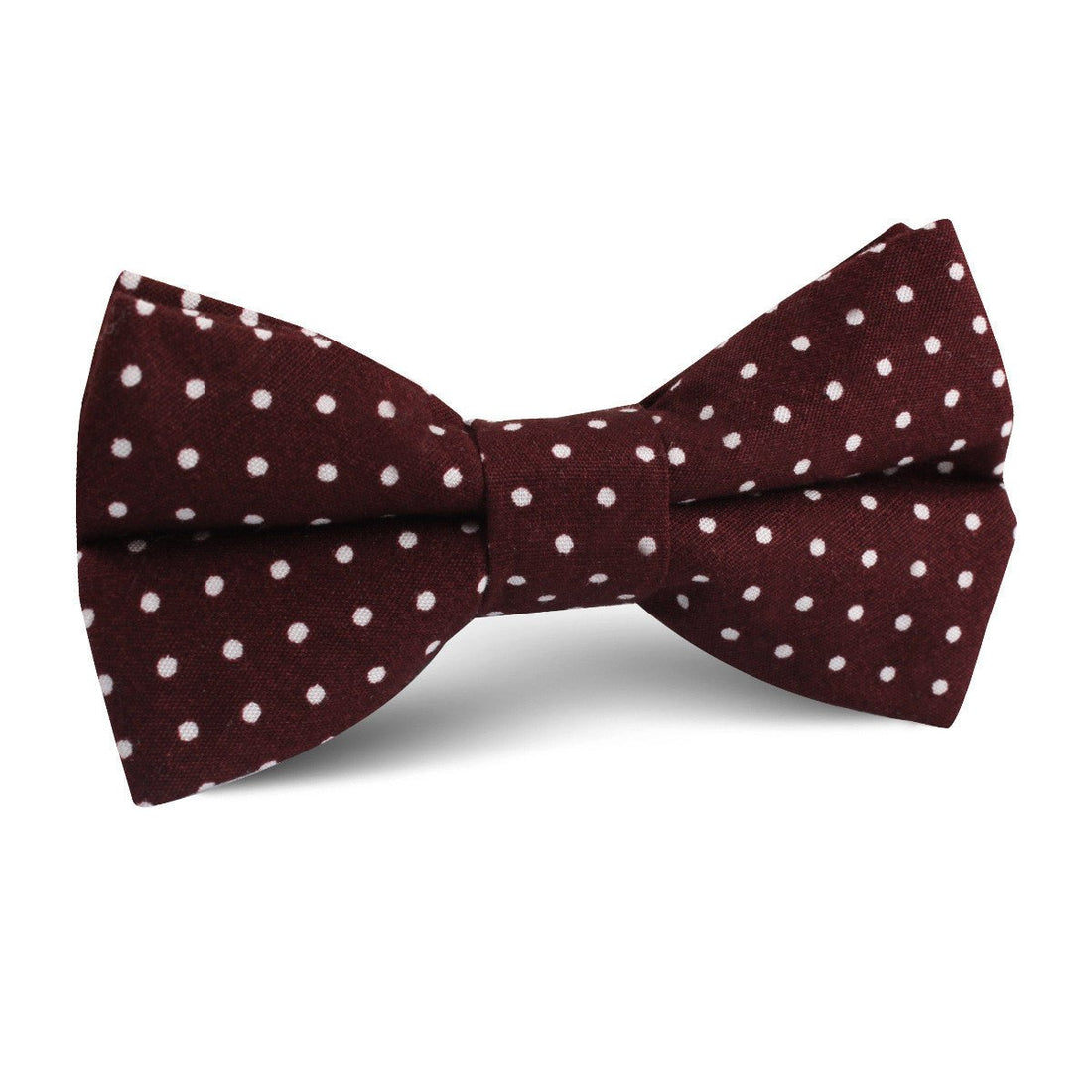 Burgundy Cotton Polkadot Kids Bow Tie