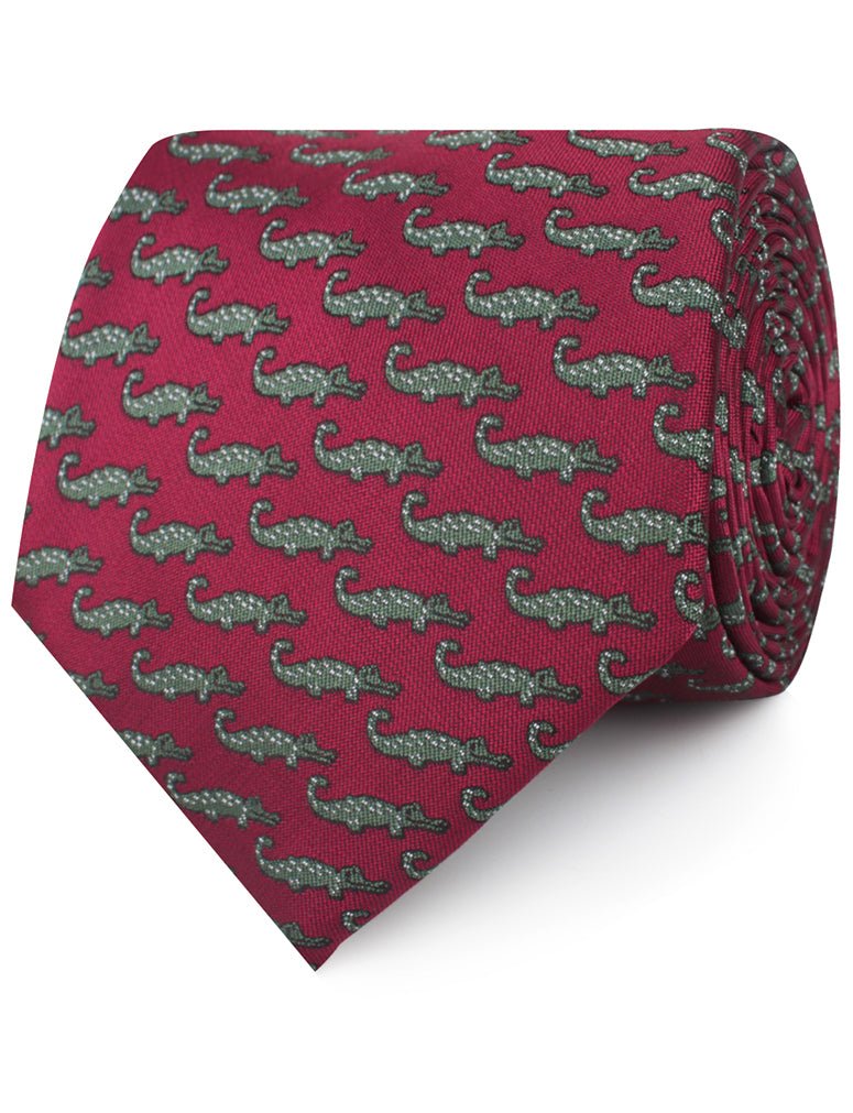 Burgundy Crocodile Dundee Neckties