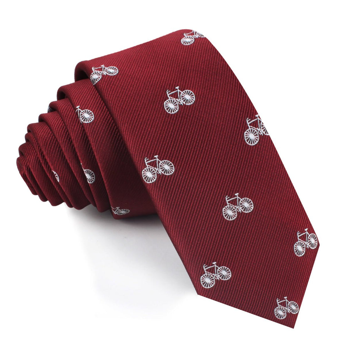 Burgundy French Bicycle Skinny Tie