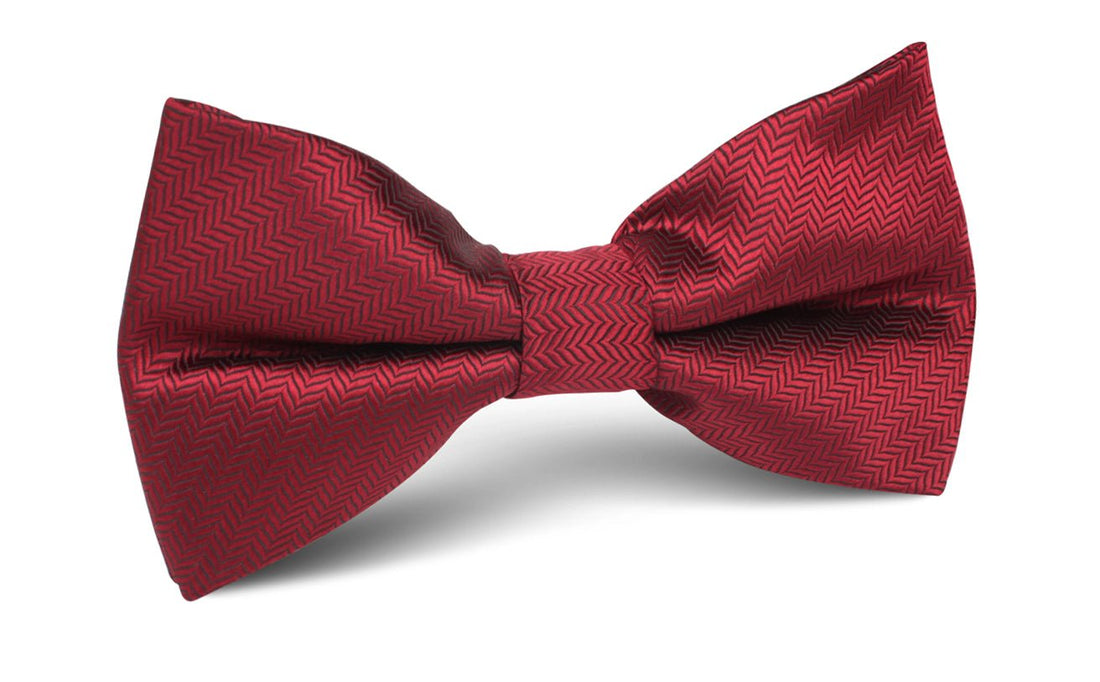 Burgundy Herringbone Bow Tie