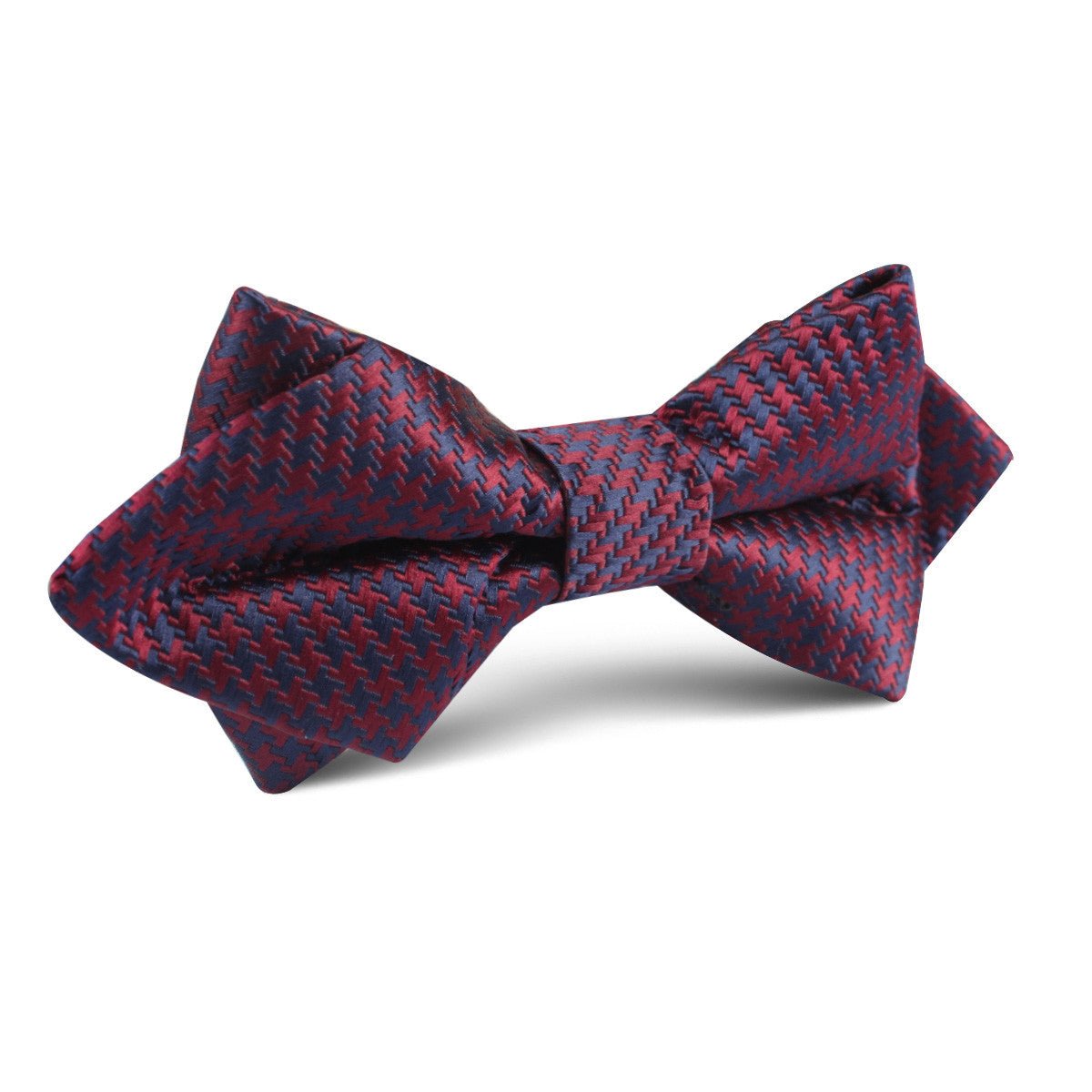 Burgundy Houndstooth Diamond Bow Tie