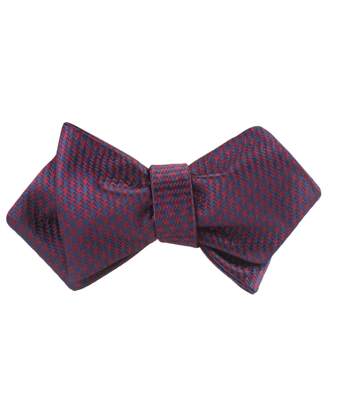 Burgundy Houndstooth Diamond Self Bowtie