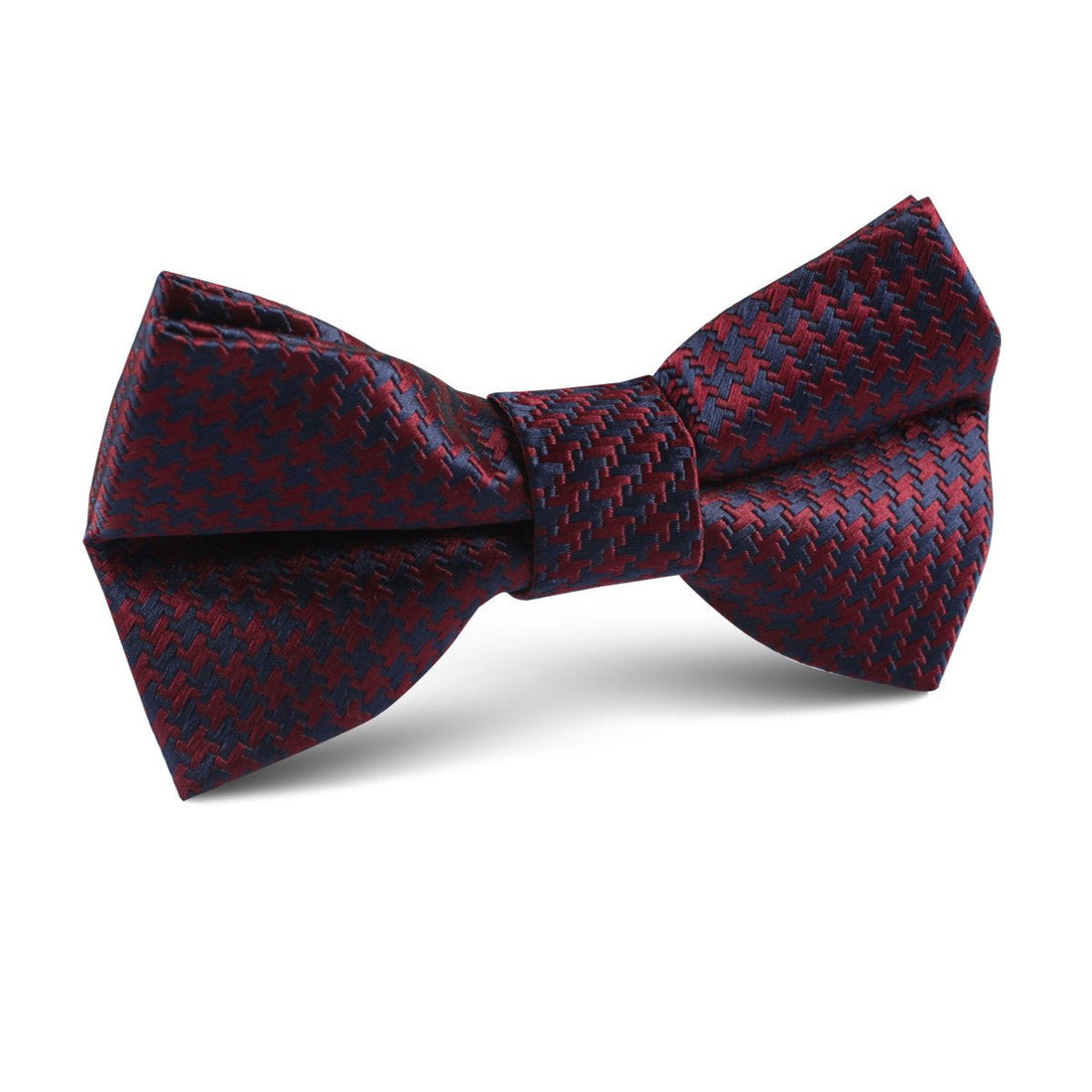 Burgundy Houndstooth Kids Bow Tie