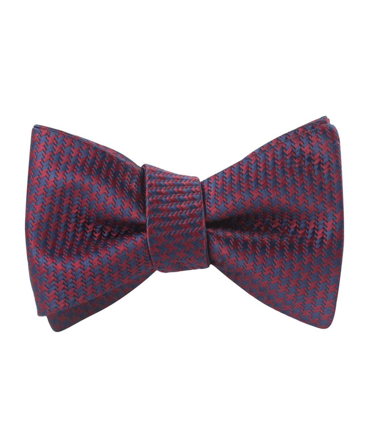 Burgundy Houndstooth Self Tied Bowtie