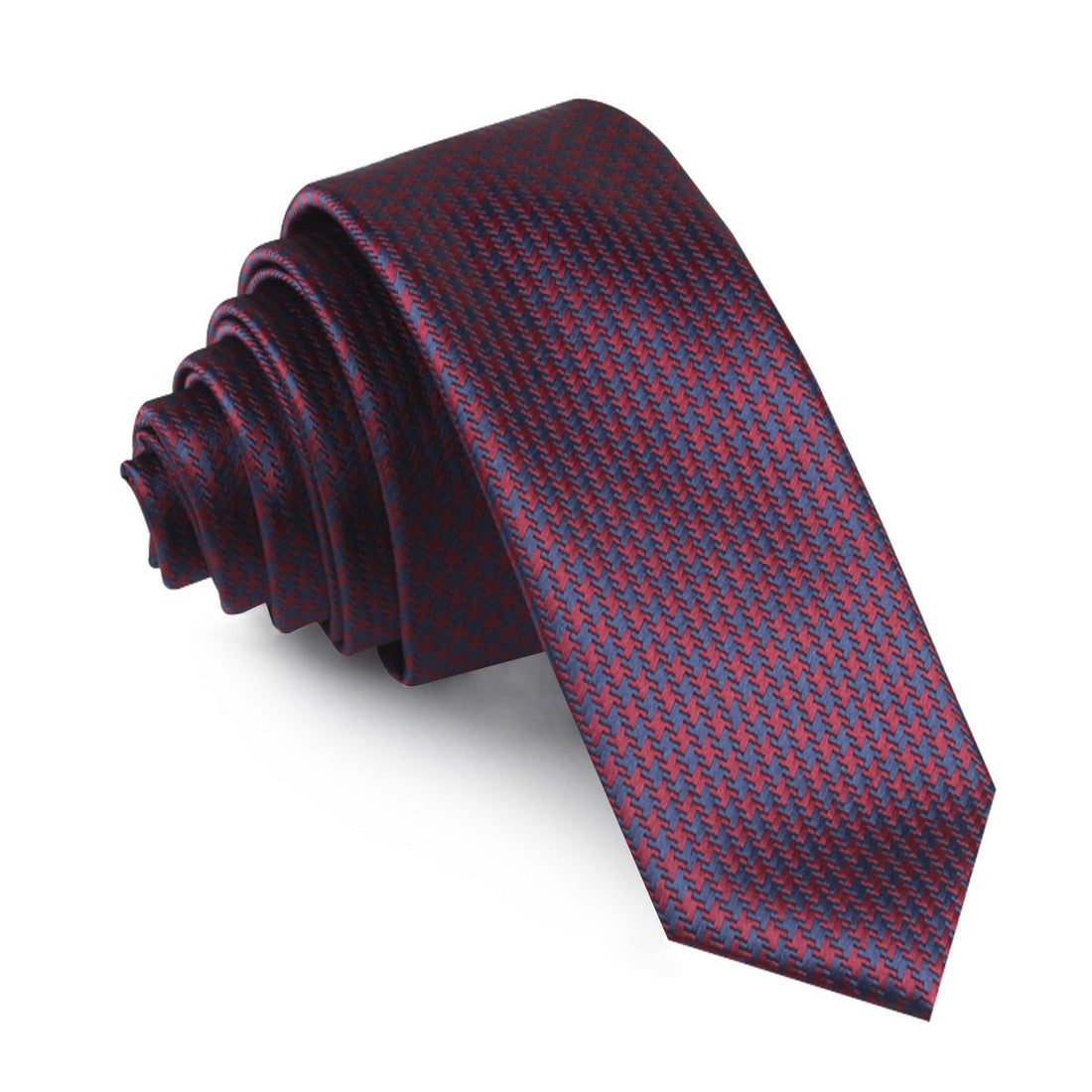 Burgundy Houndstooth Skinny Tie