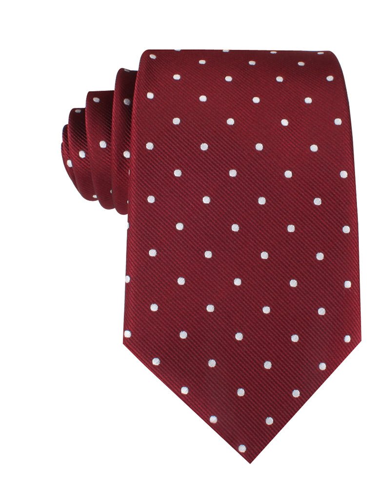 Burgundy Polka Dots Necktie