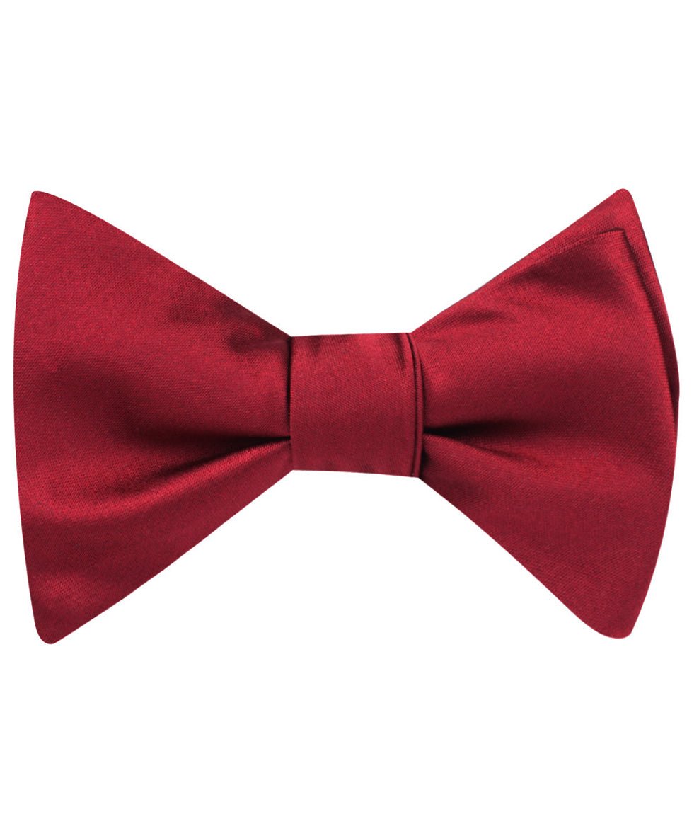 Burgundy Satin Self Tie Bow Tie