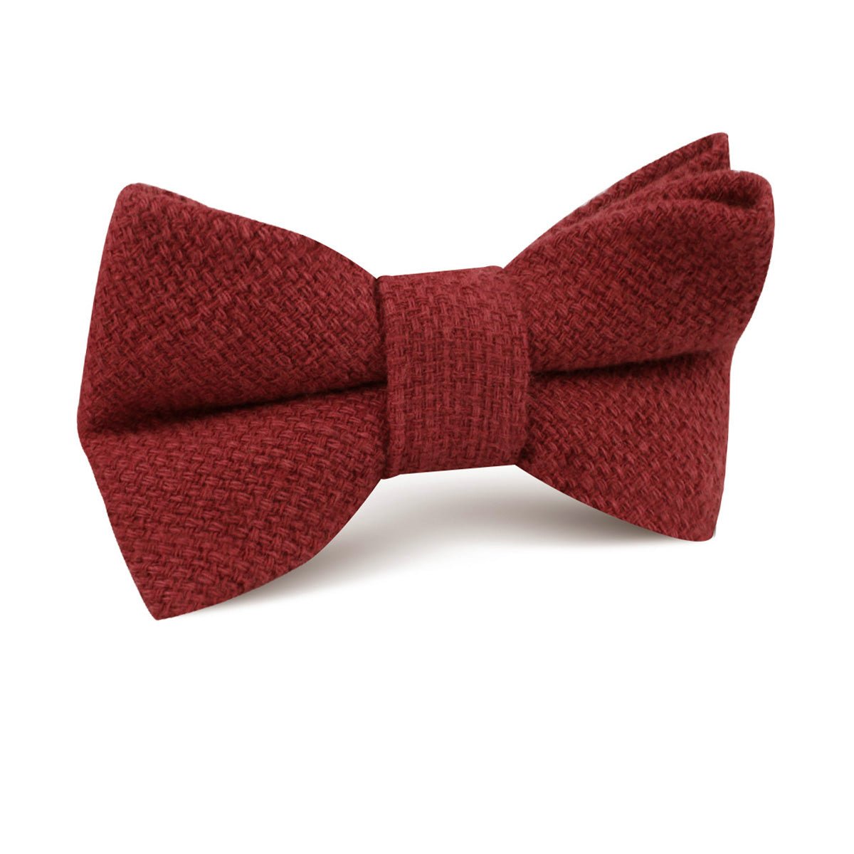 Burnt Burgundy Basket Weave Linen Kids Bow Tie