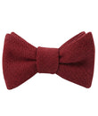 Burnt Burgundy Basket Weave Linen Self Bow Tie Folded Up