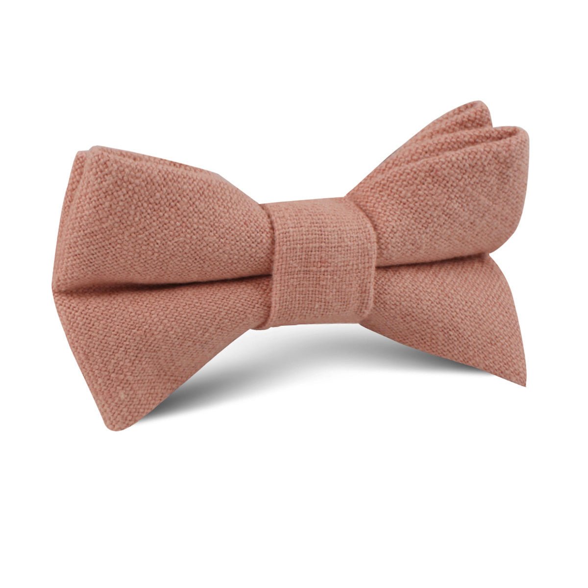 Burnt Coral Sunset Pink Chenille Linen Kids Bow Tie