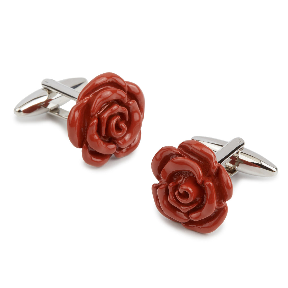 BurntDarkOrangeRoseMetalCufflink