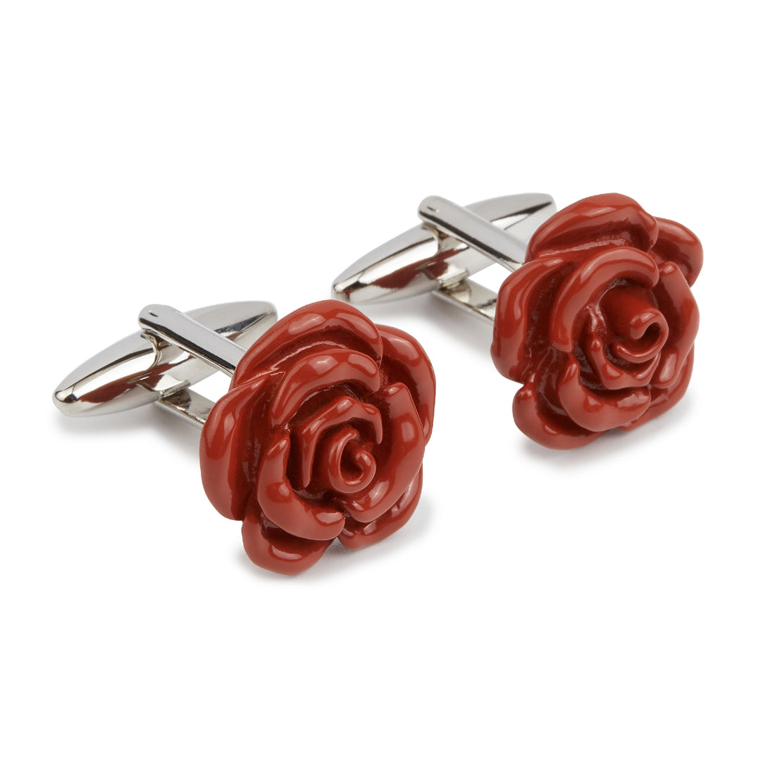 BurntDarkOrangeRoseMetalCufflink