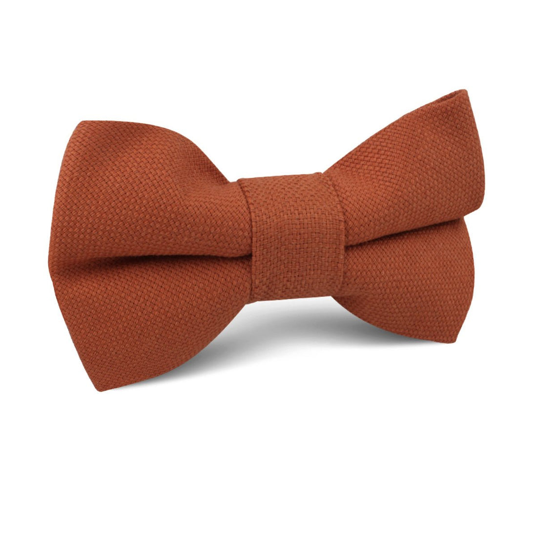 Burnt Terracotta Orange Linen Kids Bow Tie