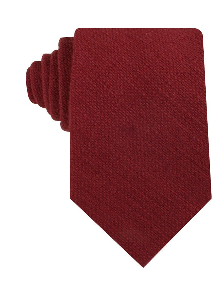 Burnt Burgundy Basket Weave Linen Necktie