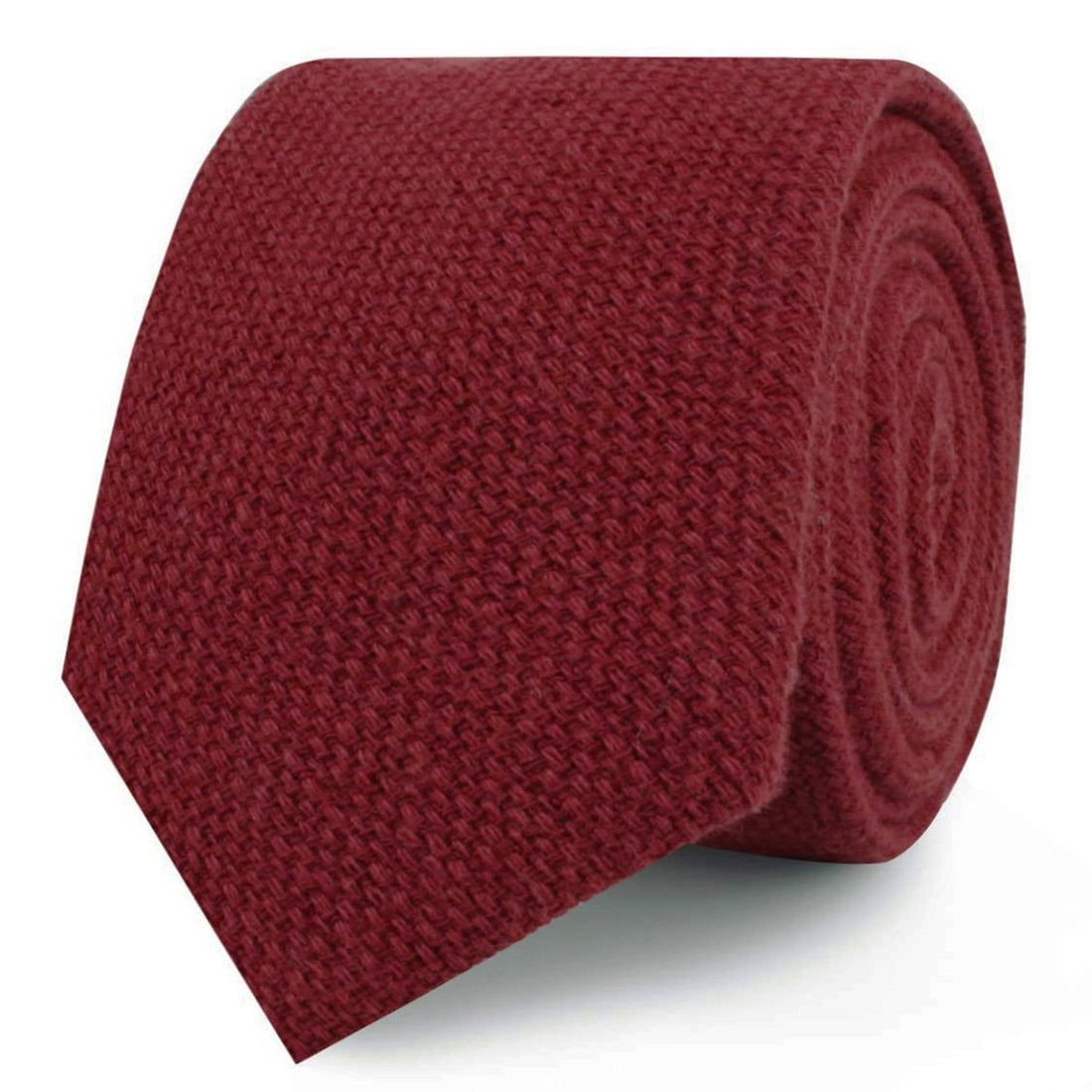 Burnt Burgundy Basket Weave Linen Skinny Ties