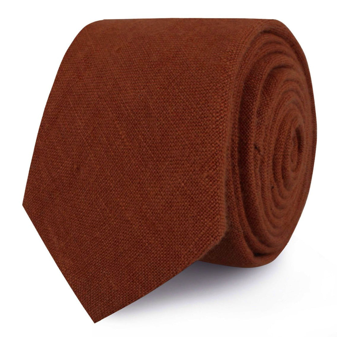 Burnt Golden Brown Linen Skinny Ties