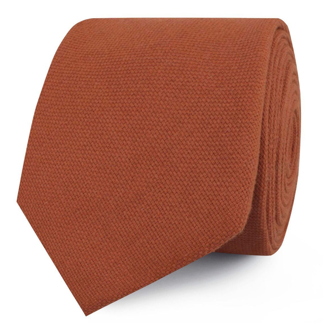 Burnt Terracotta Orange Linen Skinny Ties