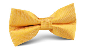 Butterscotch Yellow Herringbone Chevron Bow Tie