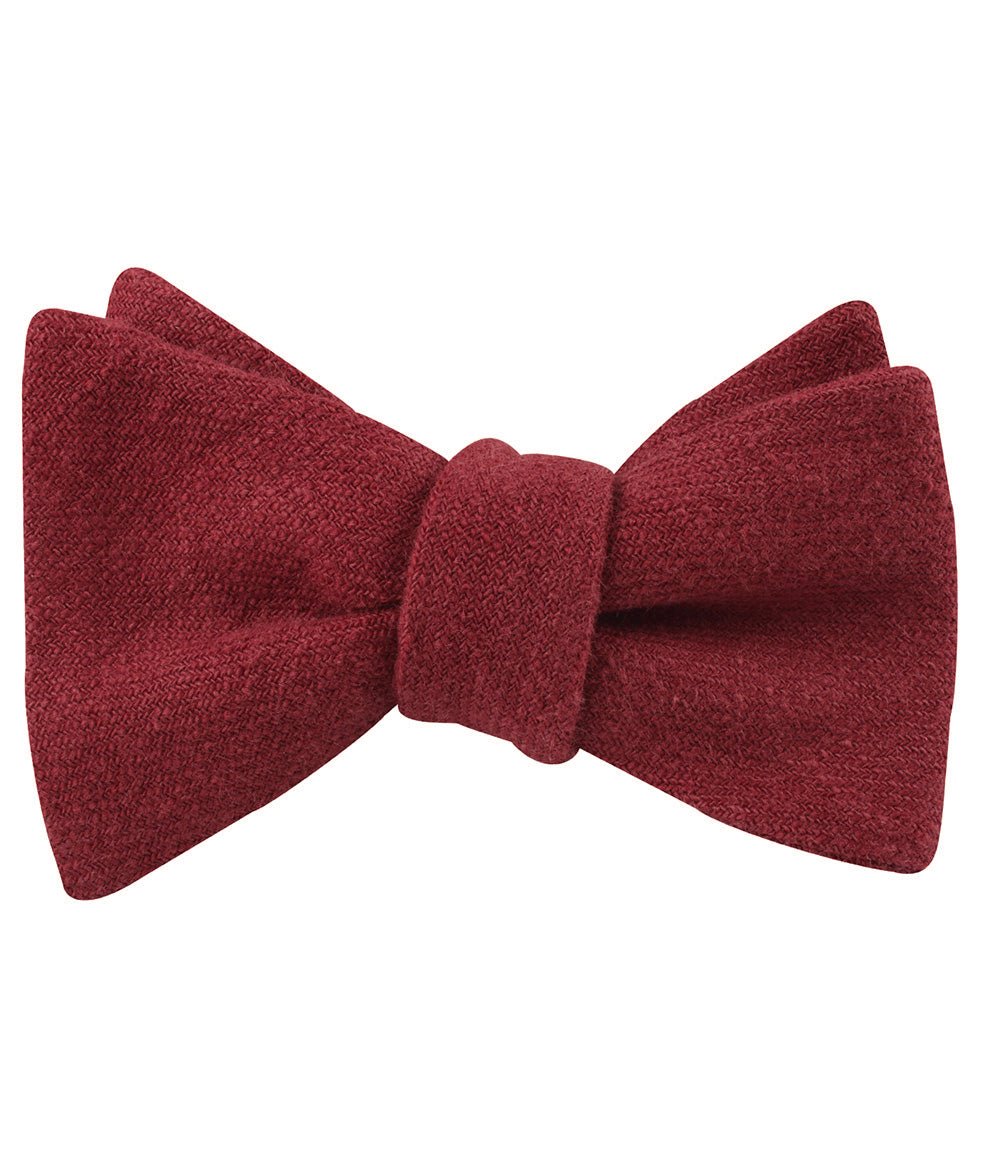 Cabernet Burgundy Linen Self Tied Bow Tie