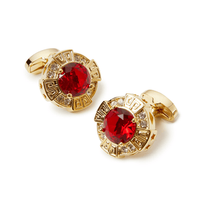 Cairo Red Garnet Gold Cufflinks