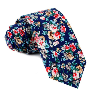 Cancún Blue Floral Skinny Tie