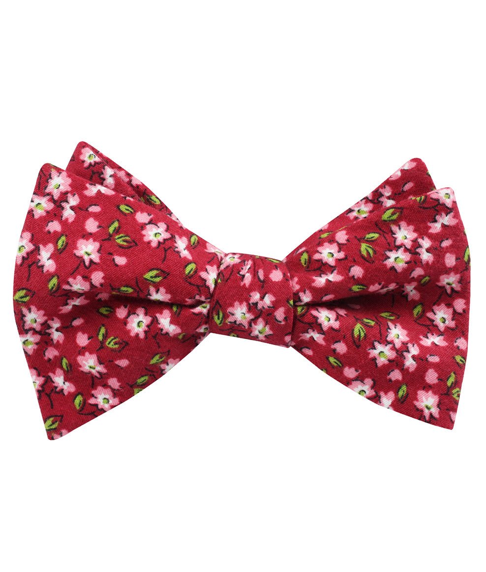 Cano Cristales Scarlet Floral Self Bow Tie Folded Up